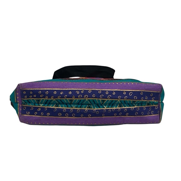 Laurel Burch 7 Dogs Painted Vibrant Handbag/ Lunch Tote - Excellent Condition - Picture 8 of 10
